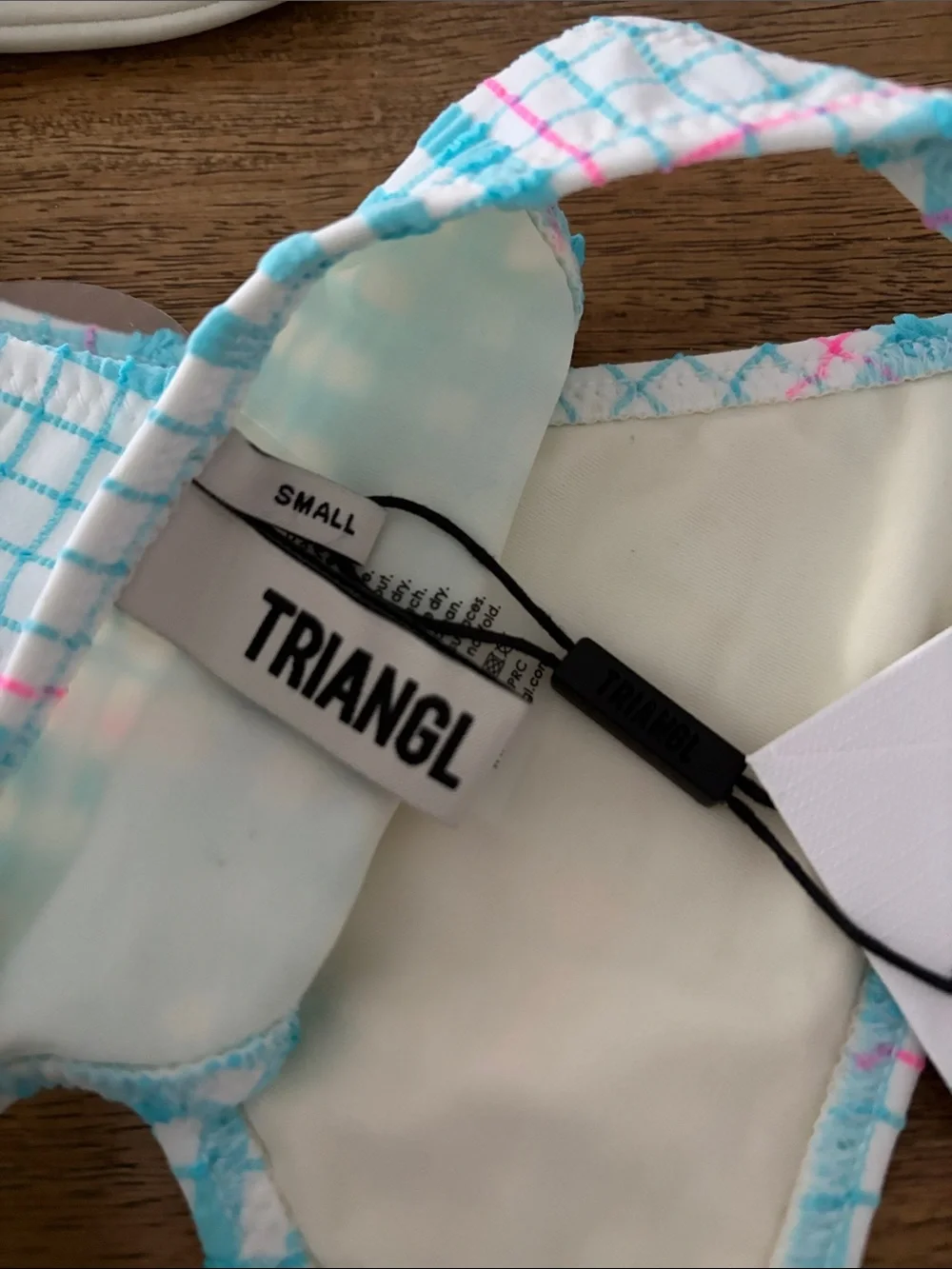 New Triangl VINCA - BLUE BLOSS CHECK TRIANGLE BIKINI SET